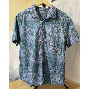 Falls Creek Men's Size Large Button Up Short Sleeve Short Tropical Leaf Print